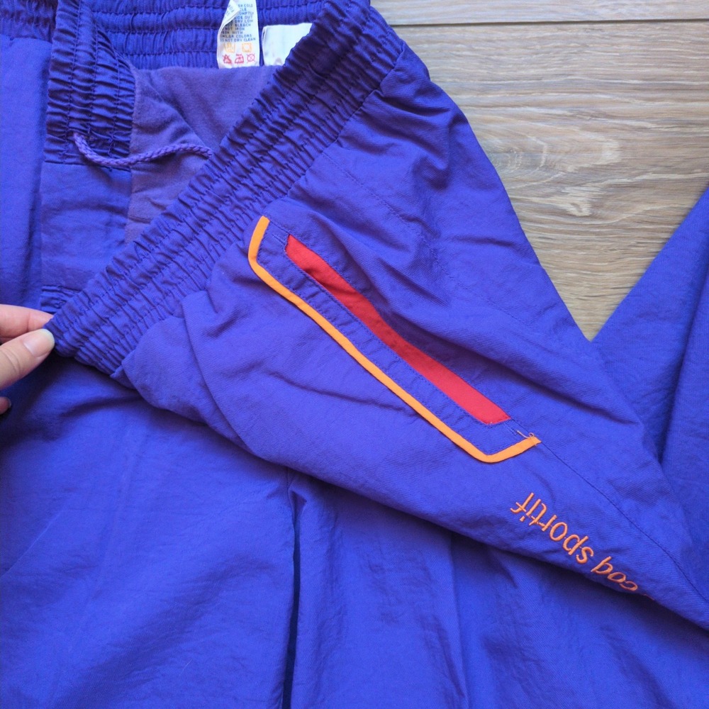 Vtg 90s Le Coq Sportif Colorblock Tracksuit Purple Orange Red Colorful Set M - Picture 12 of 15